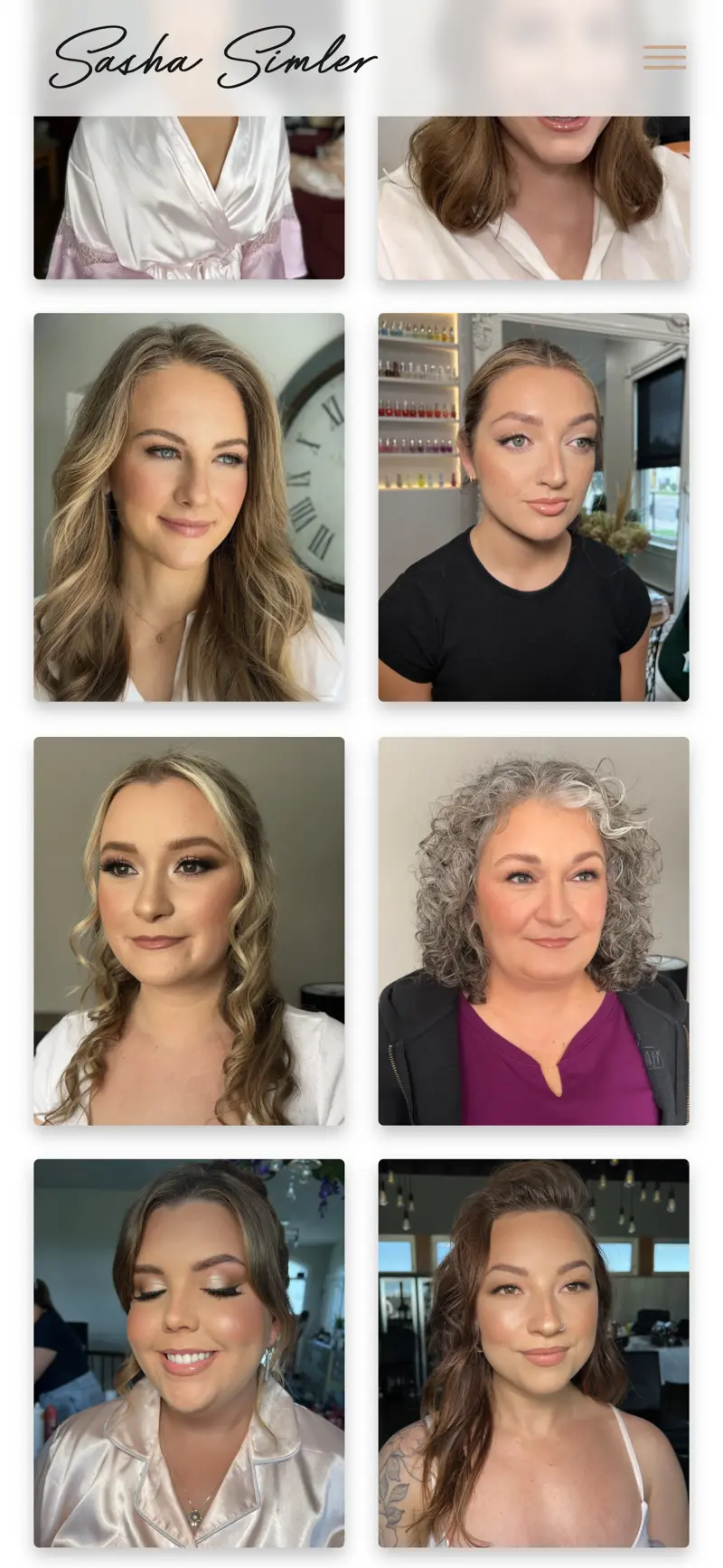 Sasha Simler Website - Mobile Portfolio Grid