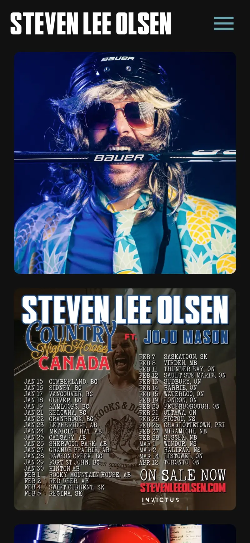 Steven Lee Olsen Website - Mobile Tour Section