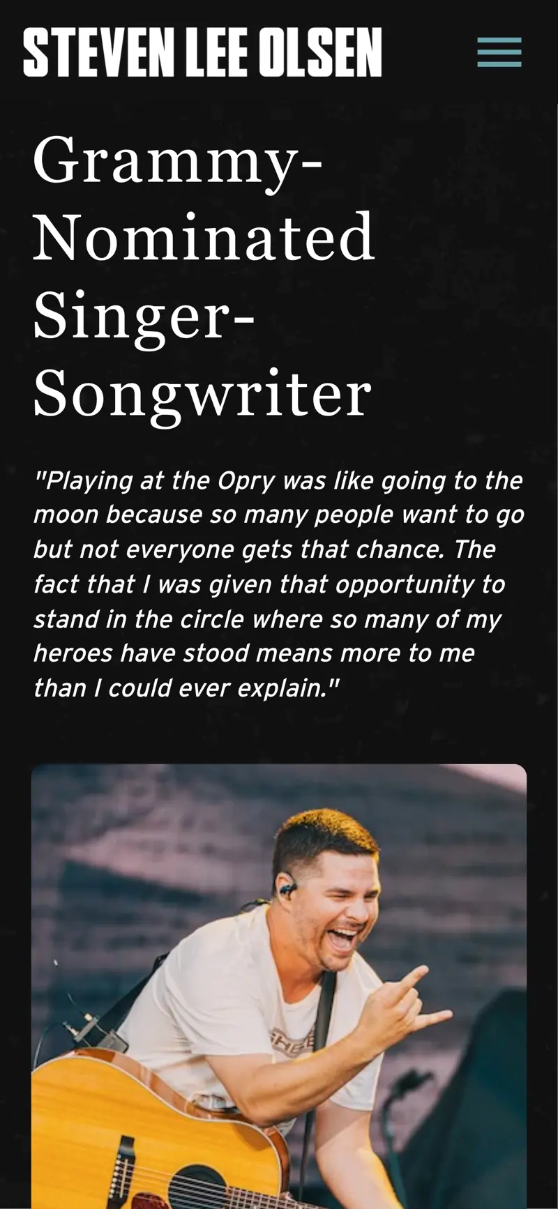 Steven Lee Olsen Website - Mobile About Page